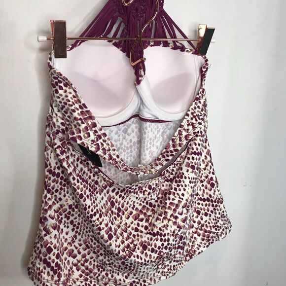 Ambrielle bathing suit top tankini foil metallic details - Picture 6 of 9